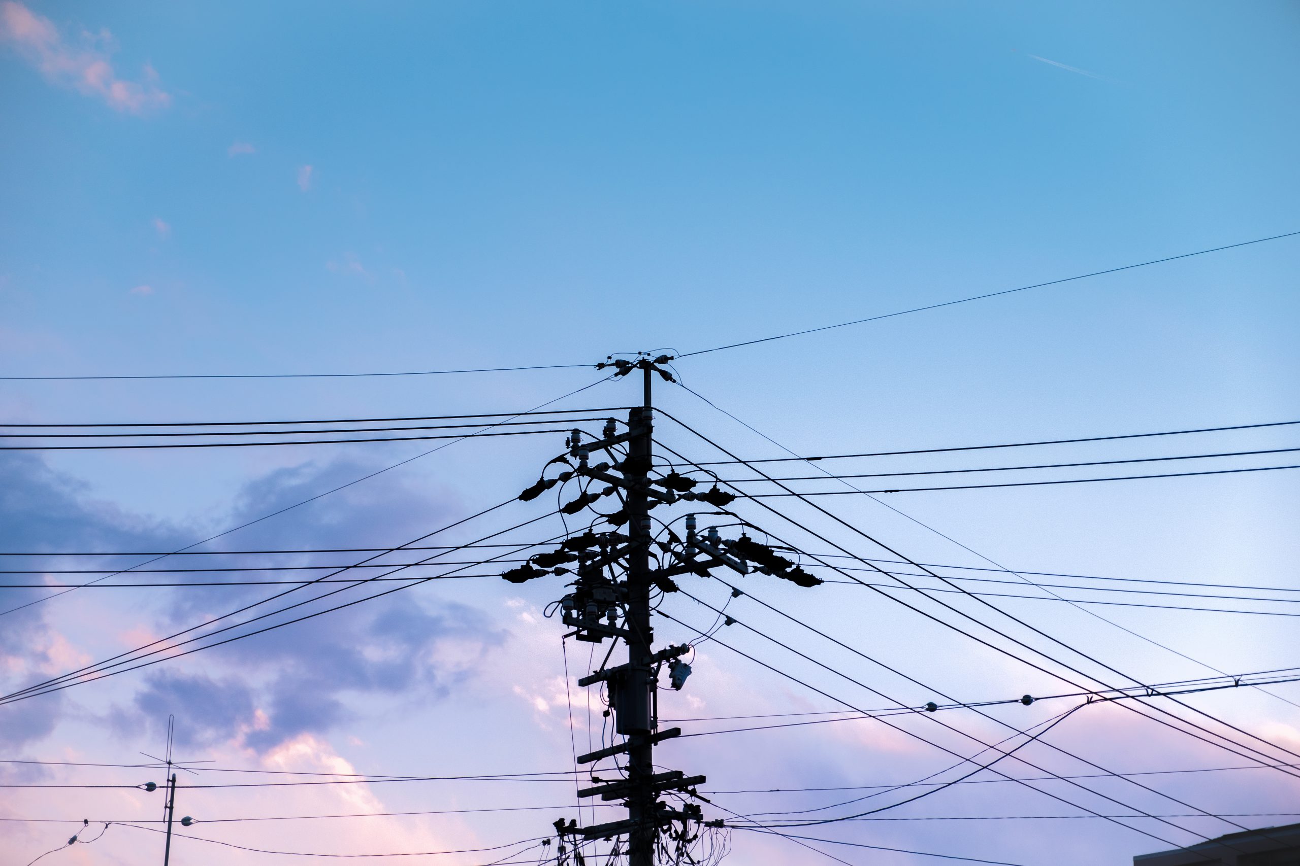 Electric power supply pole silhouette